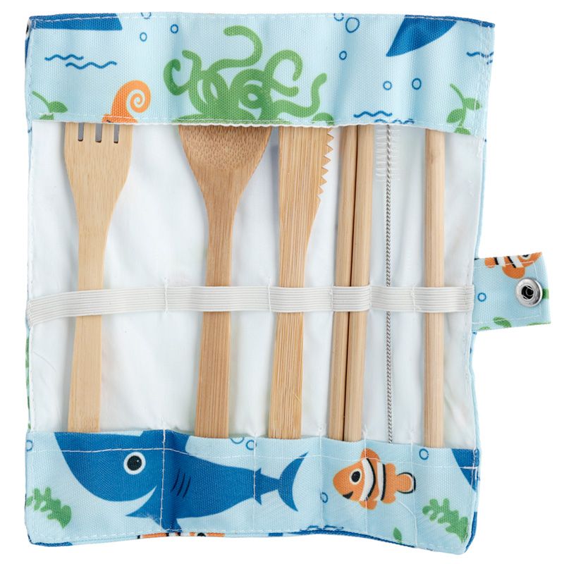 Set Posate Bambù con Custodia Lavabile - Mare