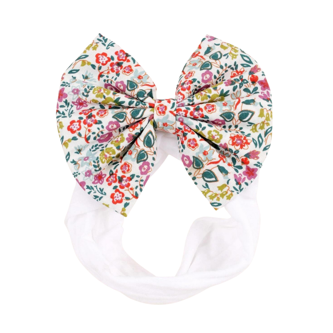 Fascia Capelli Neonata - Fiori Base Bianca