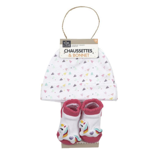 Set Regalo Cappellino e Calzini - Cuori e Unicorni