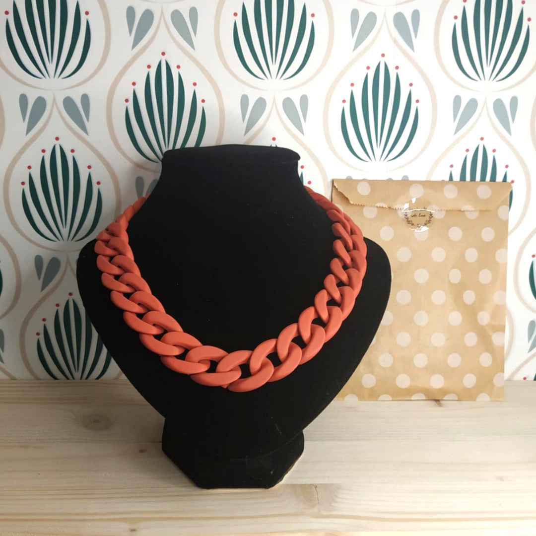 Collana in Resina a Catena - Rosso Mattone