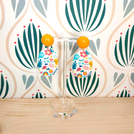 Orecchini in Poliresina - Astratto Giallo