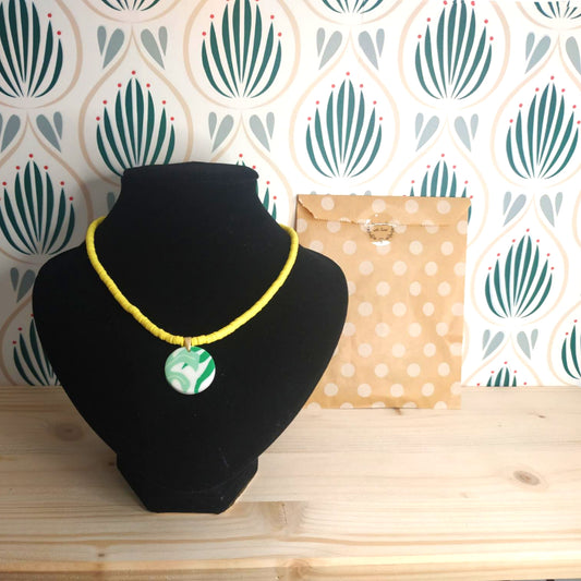 Collana Argilla Polimerica - Verde/Giallo/Bianco