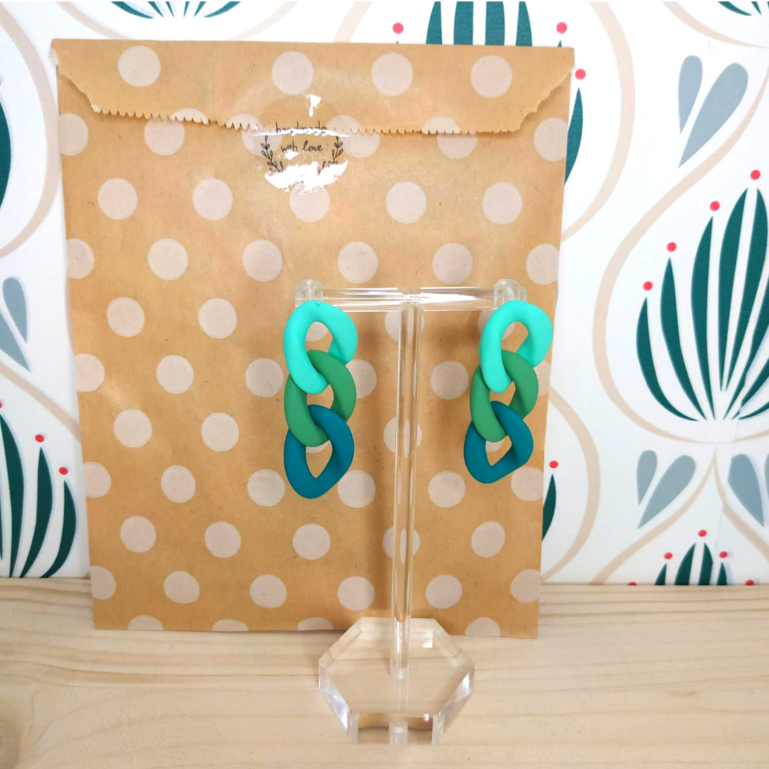 Orecchini in Resina a Catena - Petrolio/Azzurro/Verde Acqua