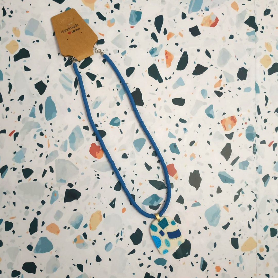 Collana Argilla Polimerica - Blu/Bianca/Azzurro
