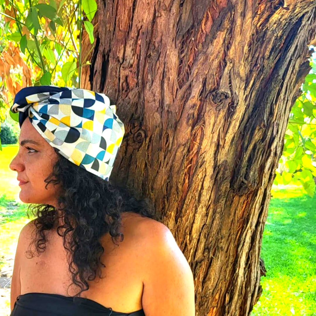 Fascia-Turbante Modellabile Handmade - Retrò Blu