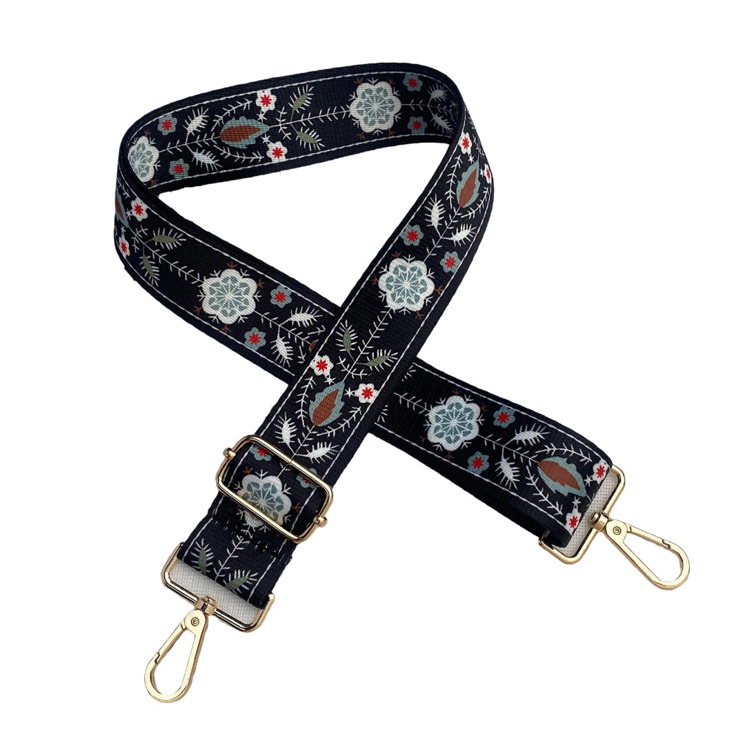 Tracolla Borse - Fiori Sfondo Nero
