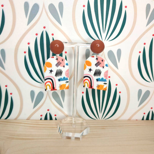 Orecchini in Poliresina - Astratto Marrone