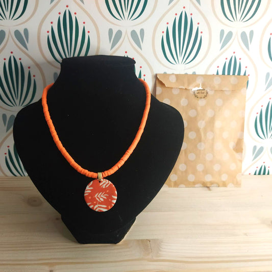 Collana Argilla Polimerica - Rosso/Arancio/Bianco