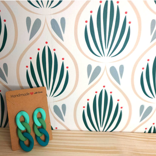 Orecchini in Resina a Catena - Petrolio/Azzurro/Verde Acqua