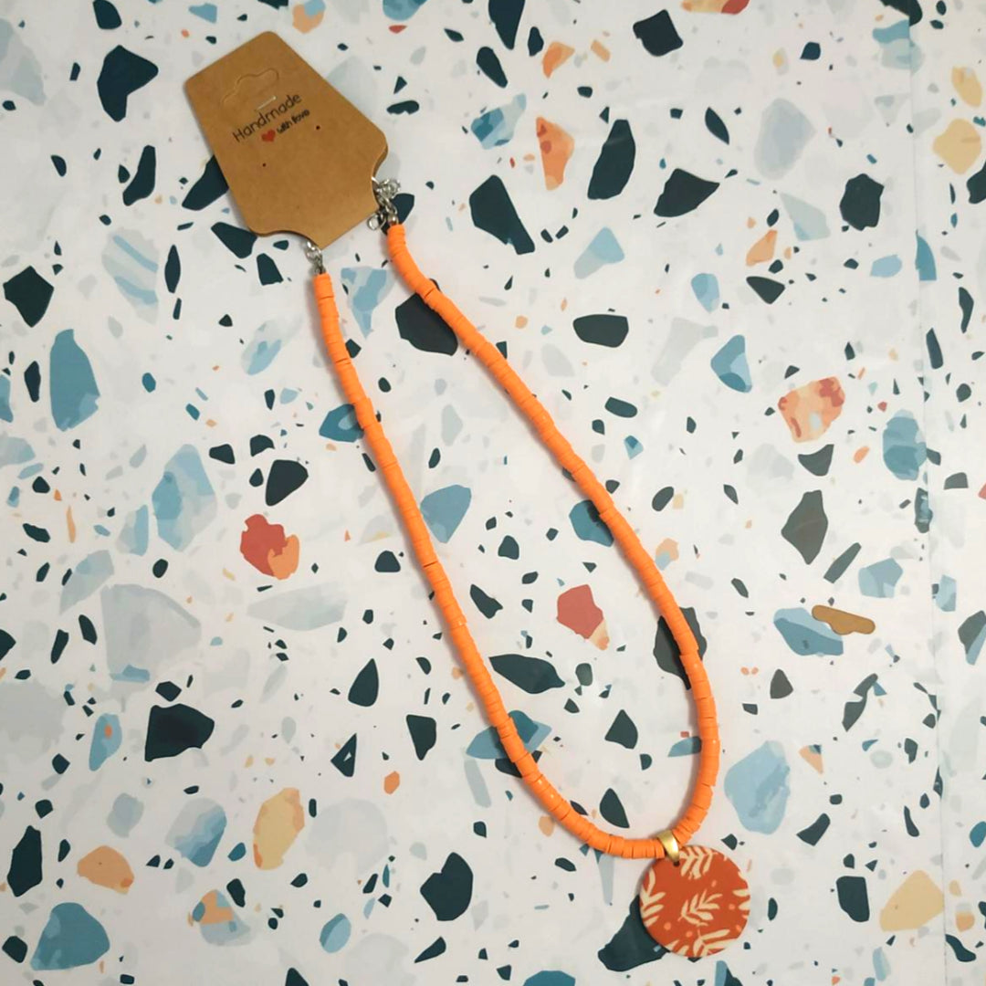 Collana Argilla Polimerica - Rosso/Arancio/Bianco