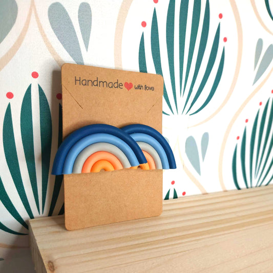 Orecchini Argilla Polimerica - Arcobaleno Blu