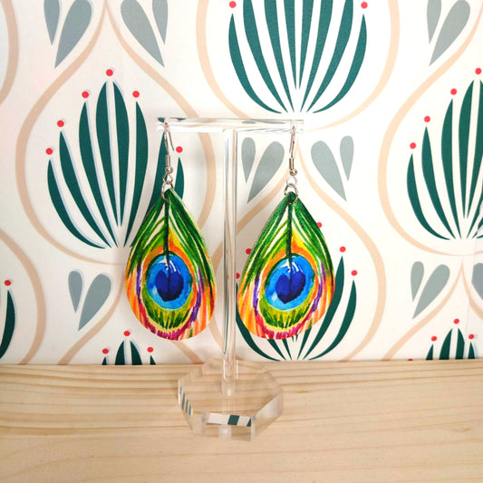 Orecchini in Ecopelle - Pavone