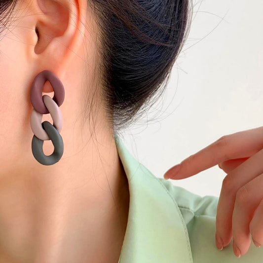 Orecchini in Resina a Catena - Grigio/Prugna/Rosa