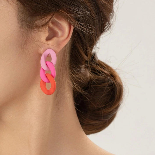 Orecchini in Resina a Catena - Toni Rosa/Rosso