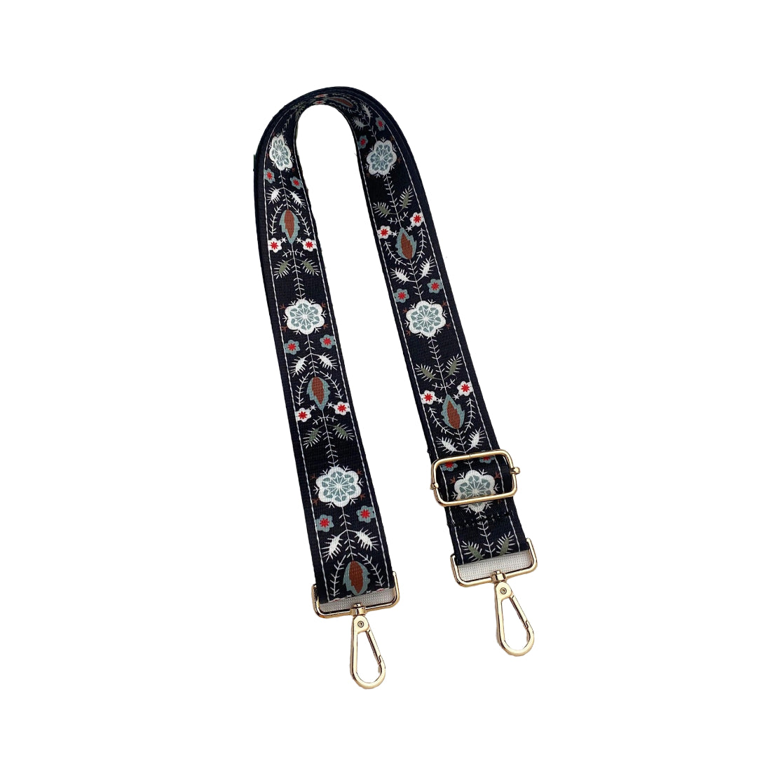 Tracolla Borse - Fiori Sfondo Nero