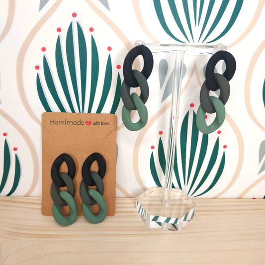 Orecchini in Resina a Catena - Nero/Verde/Grigio