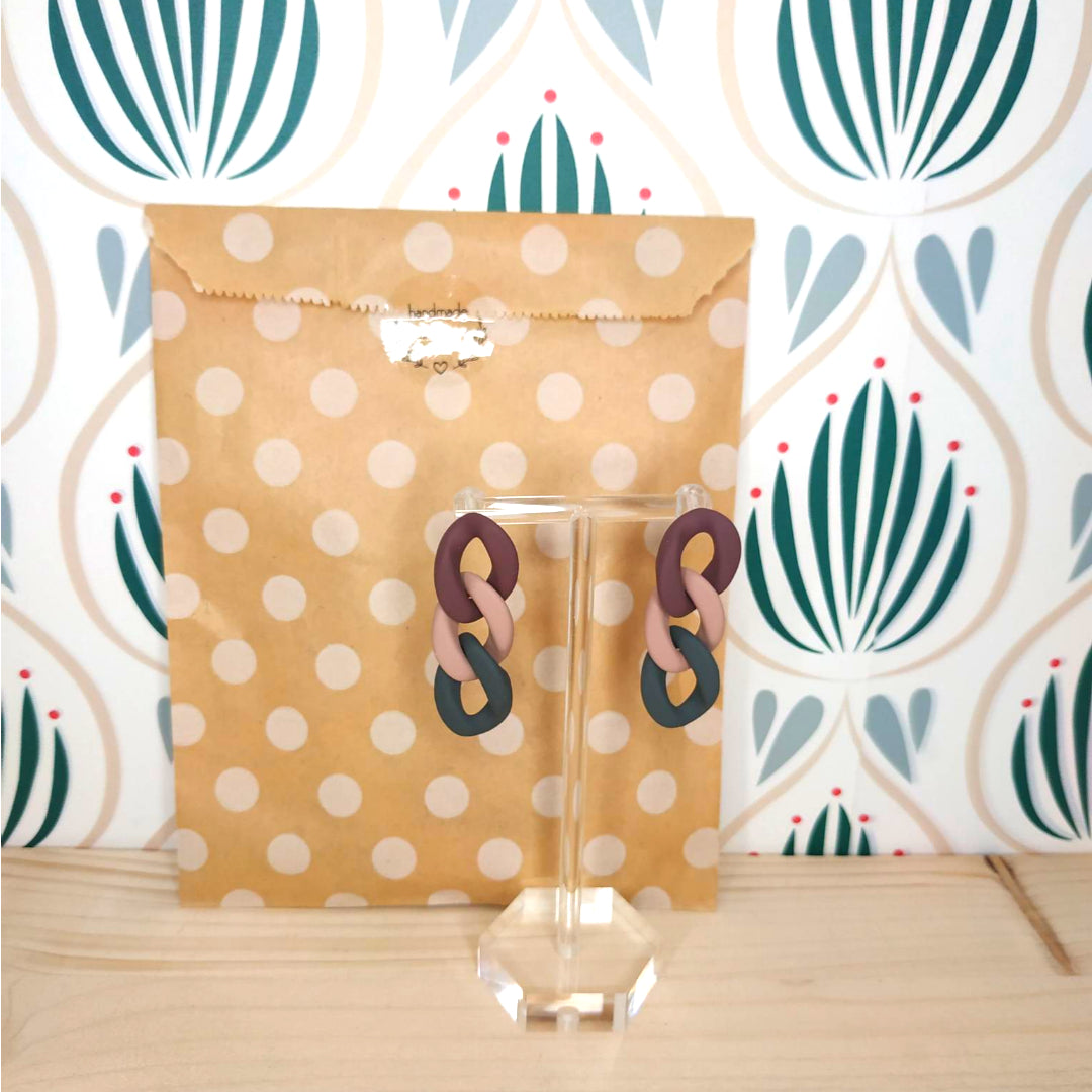 Orecchini in Resina a Catena - Grigio/Prugna/Rosa