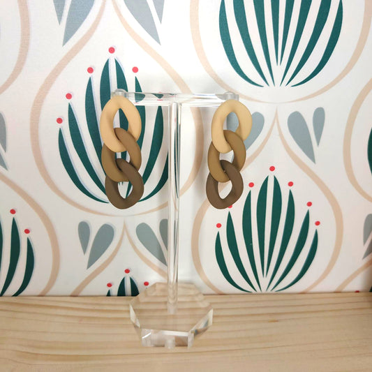 Orecchini in Resina a Catena - Toni Beige/Marrone