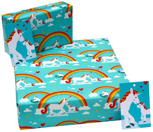 Carta Regalo con Etichetta - Arcobaleni e Unicorni