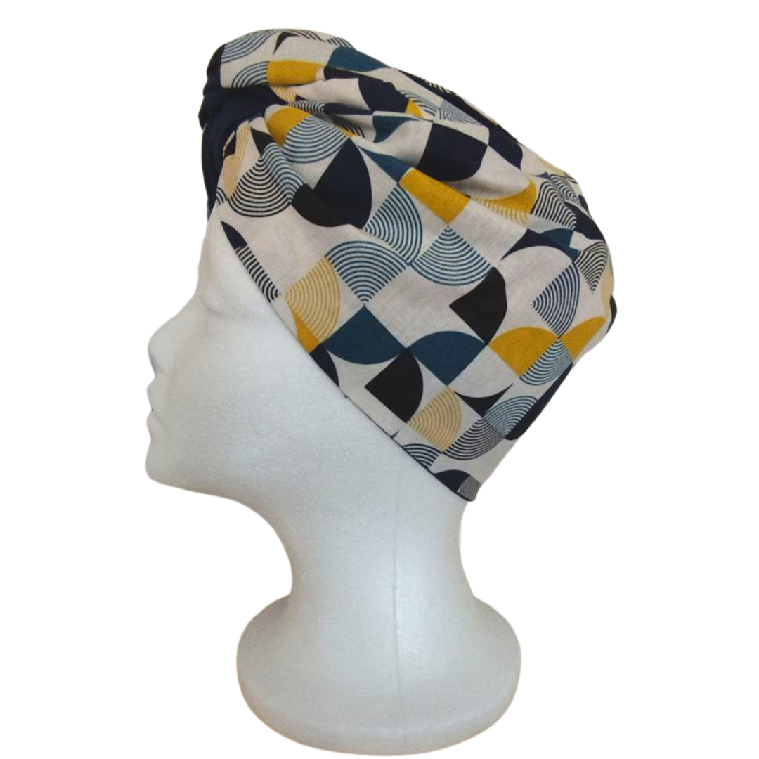 Fascia-Turbante Modellabile Handmade - Retrò Blu