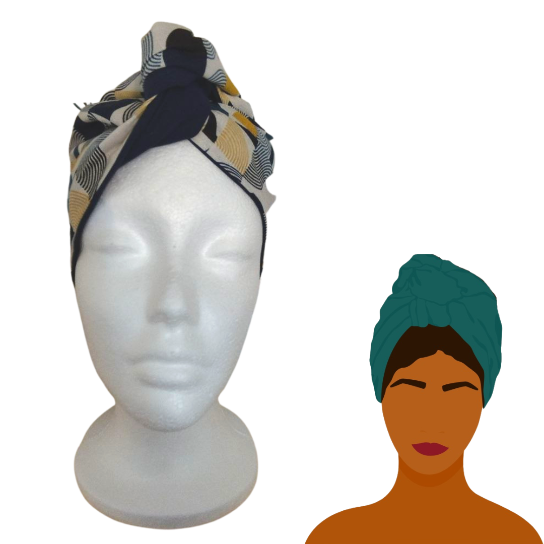 Fascia-Turbante Modellabile Handmade - Retrò Blu