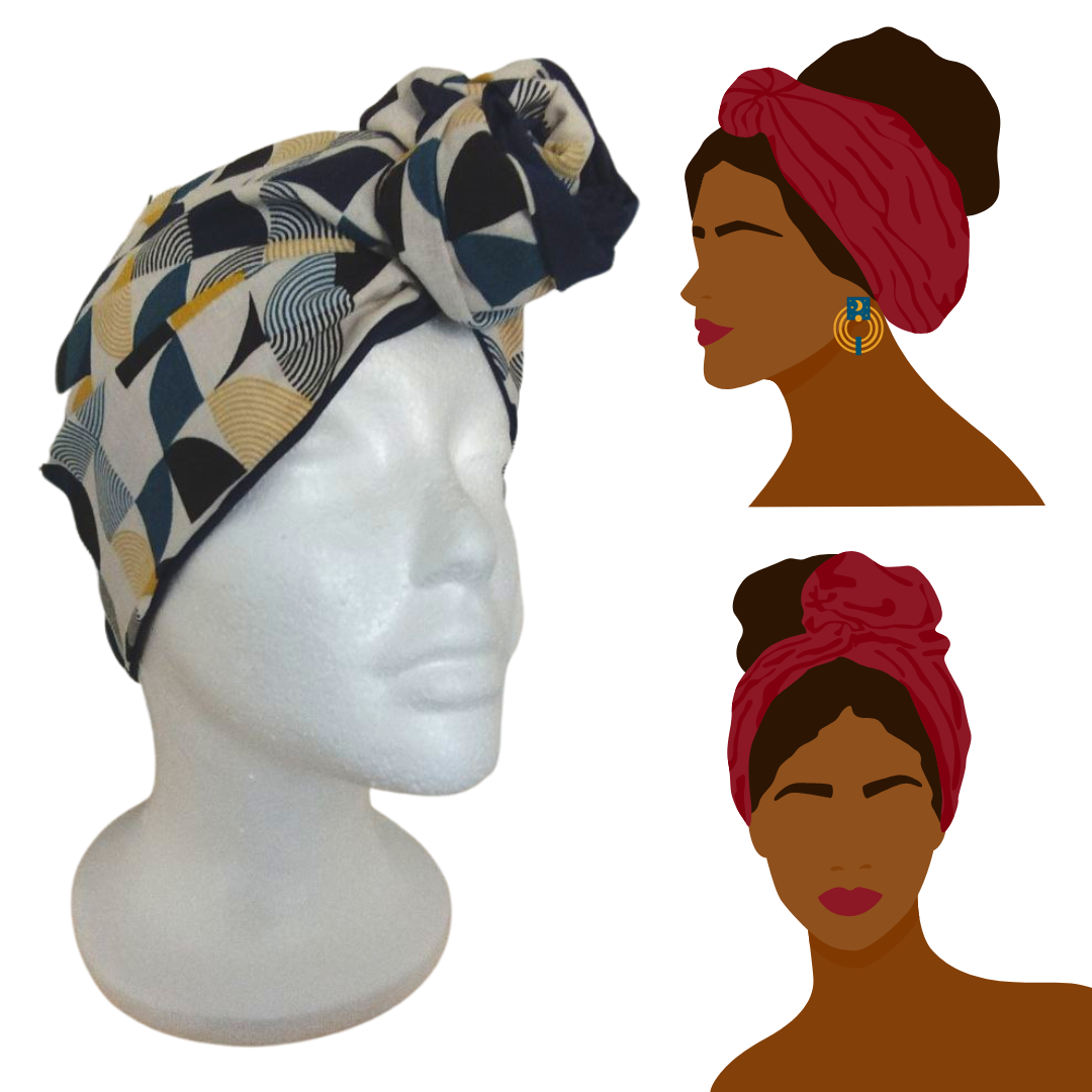 Fascia-Turbante Modellabile Handmade - Retrò Blu