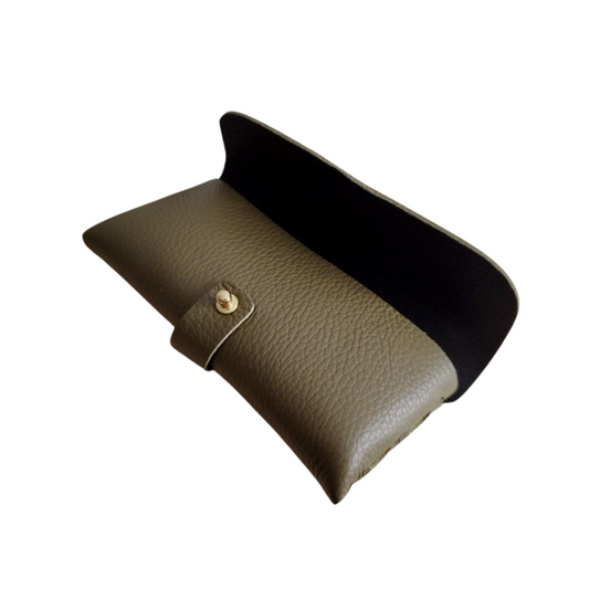 Portaocchiali Vera Pelle - Verde Militare