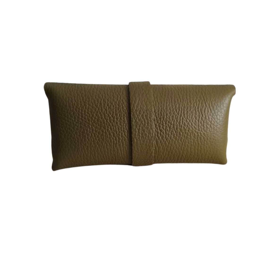 Portaocchiali Vera Pelle - Verde Militare