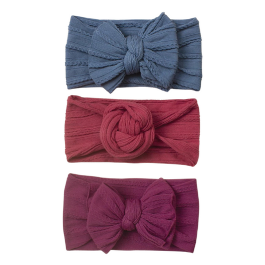 Fasce Capelli Neonata - Turchese-Bordeaux-Viola