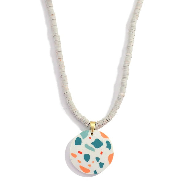Collana Argilla Polimerica - Grigio/Petrolio/Celeste/Arancio