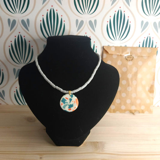 Collana Argilla Polimerica - Grigio/Petrolio/Celeste/Arancio