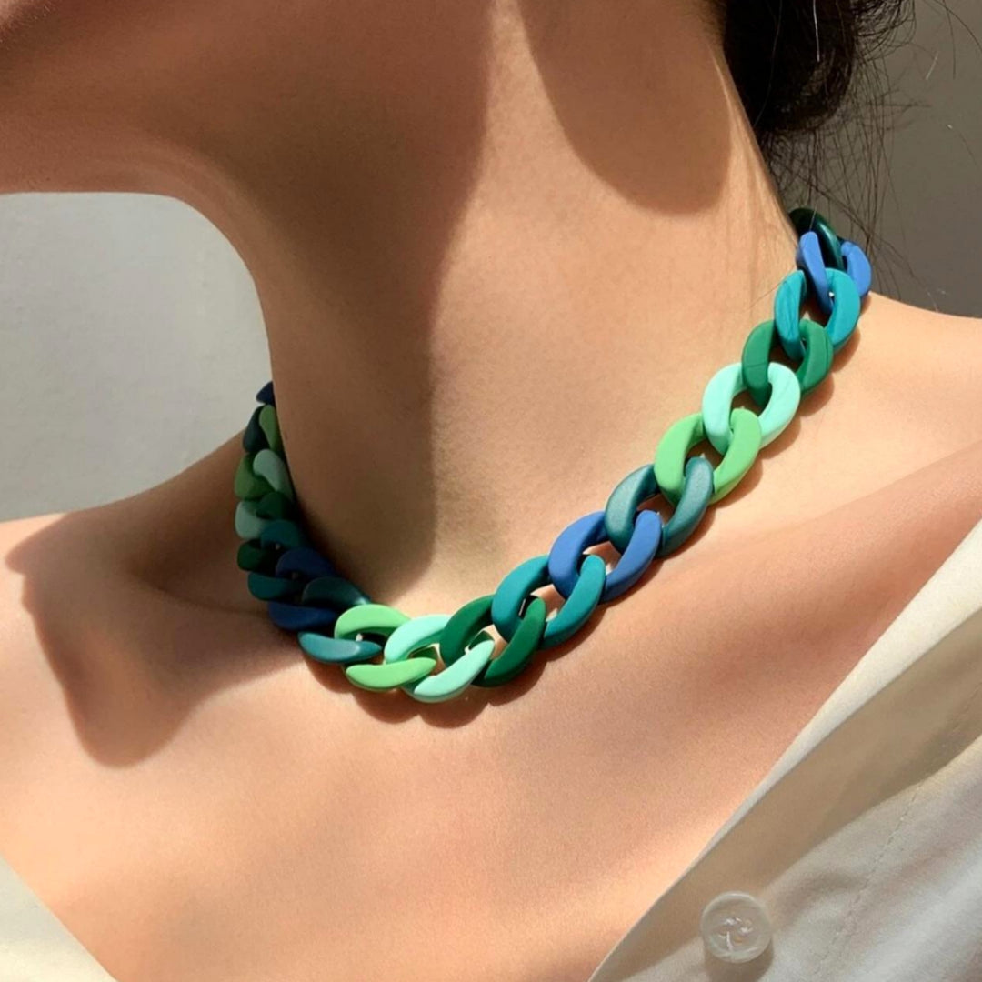 Collana in Resina a Catena - Petrolio/Azzurro/Verde Acqua