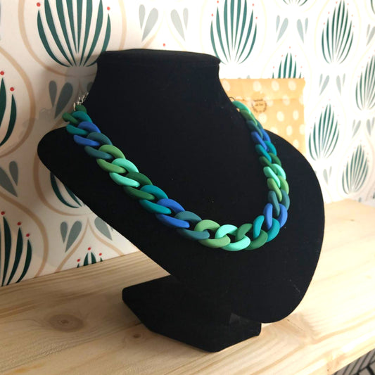 Collana in Resina a Catena - Petrolio/Azzurro/Verde Acqua
