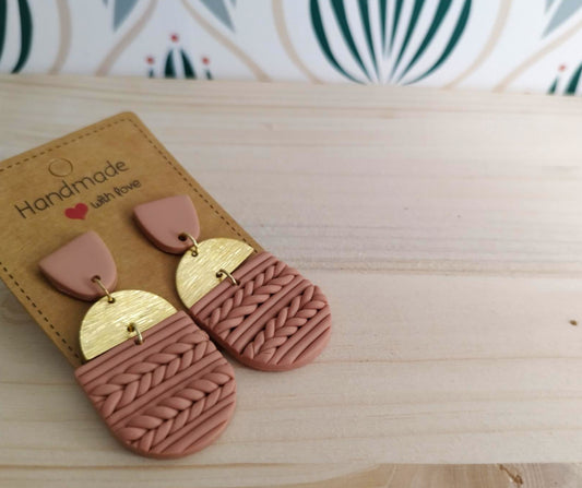 Orecchini Argilla Polimerica - Intreccio Rosa