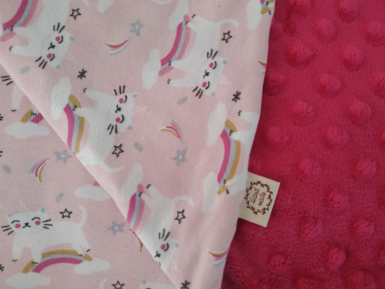 Copertina Reversibile Minky Handmade - Gatti & Arcobaleni