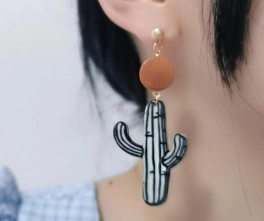 Orecchini in Resina e Legno - Cactus