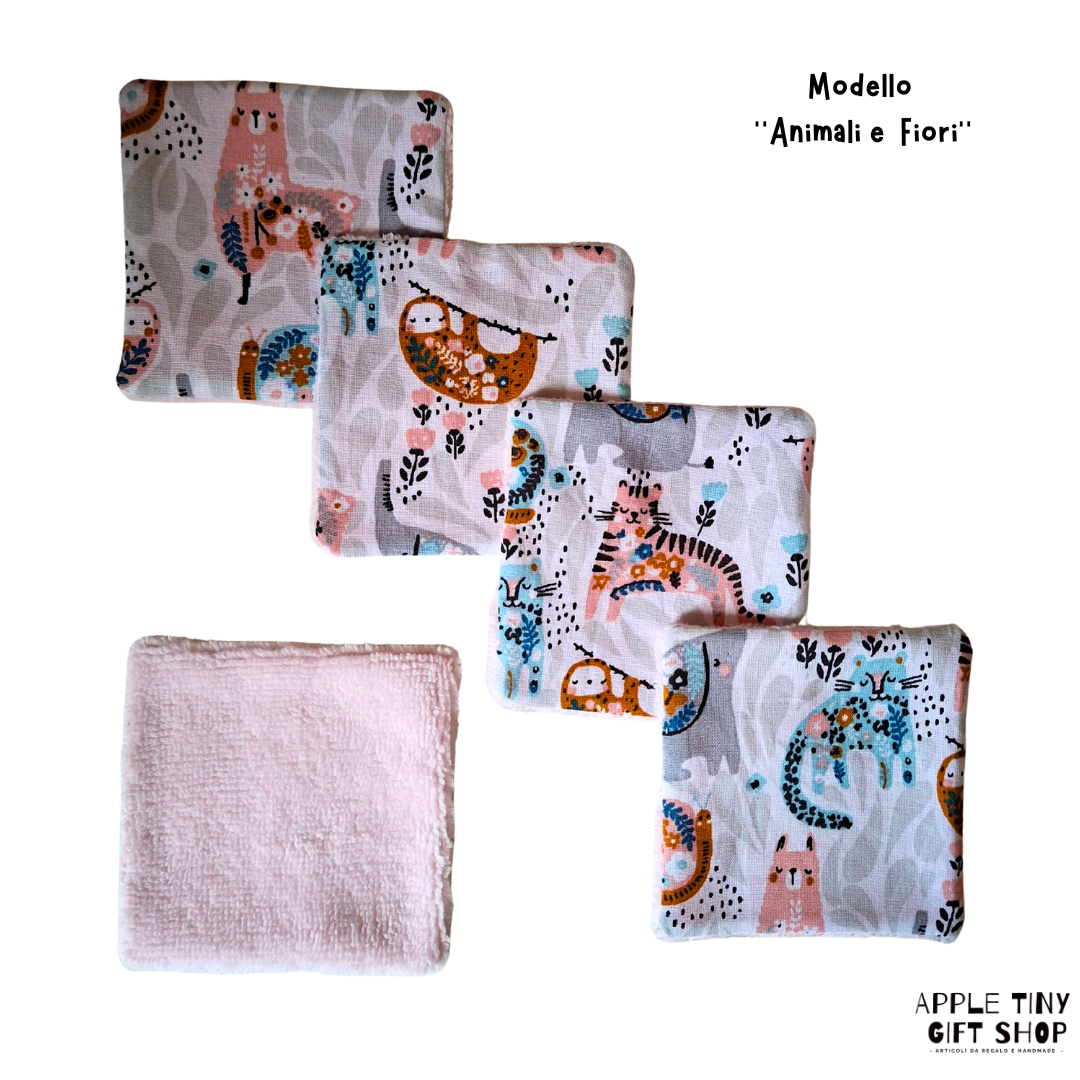 Set 5 Dischetti Struccanti Riutilizzabili Handmade - Animali e Fiori