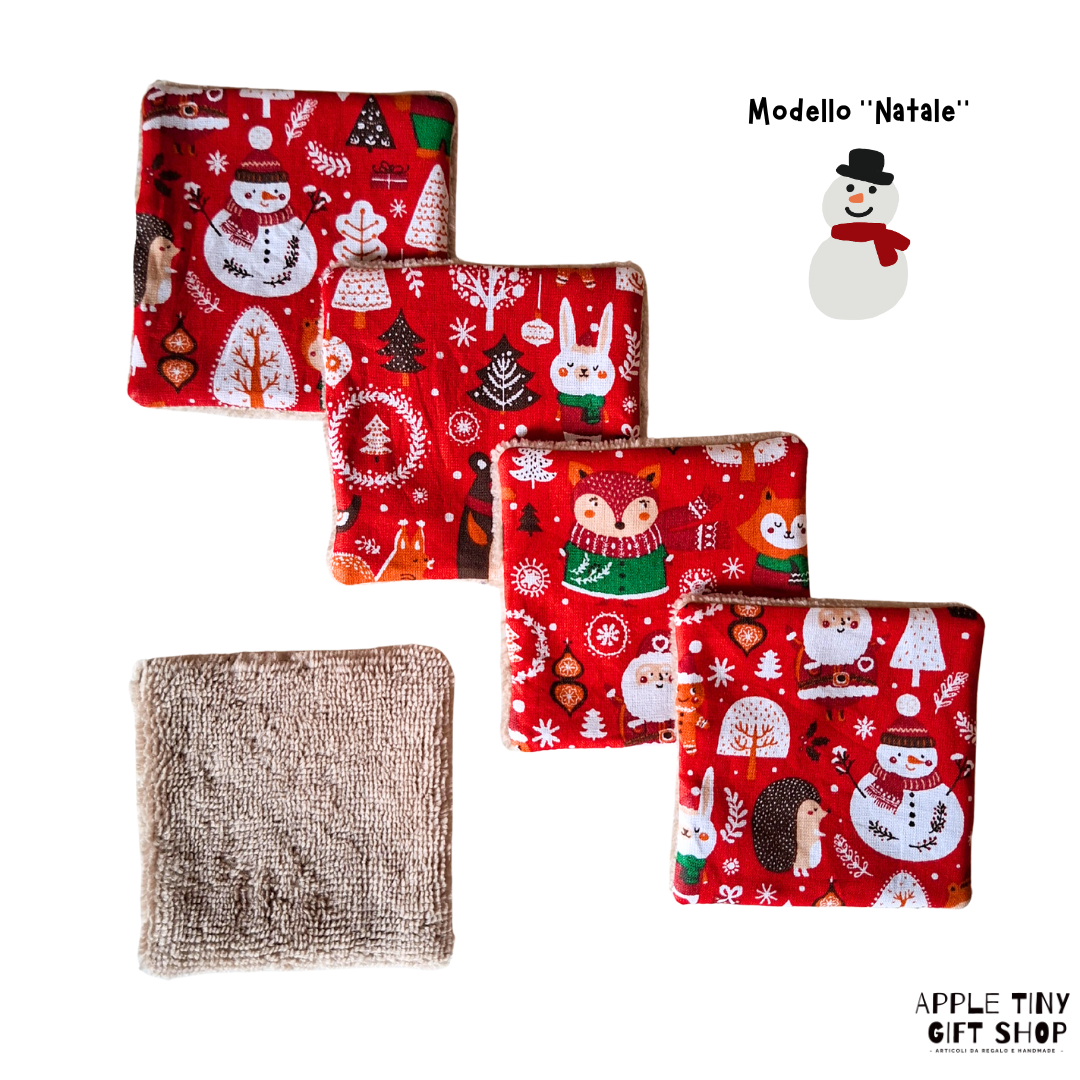 Set 5 Dischetti Struccanti Riutilizzabili Handmade - Natale
