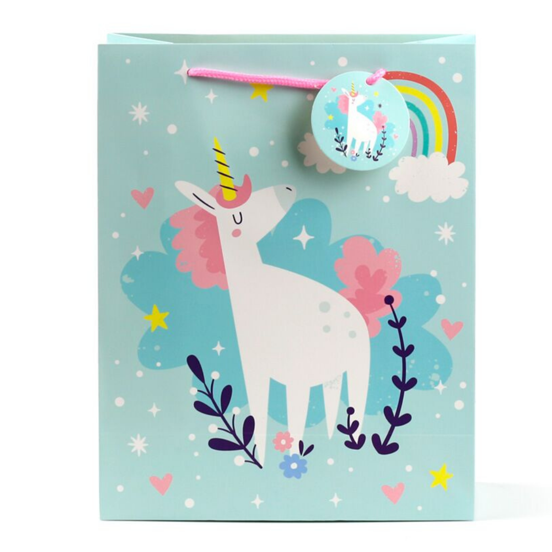 Busta Regalo con Etichetta Unicorni - Taglia L