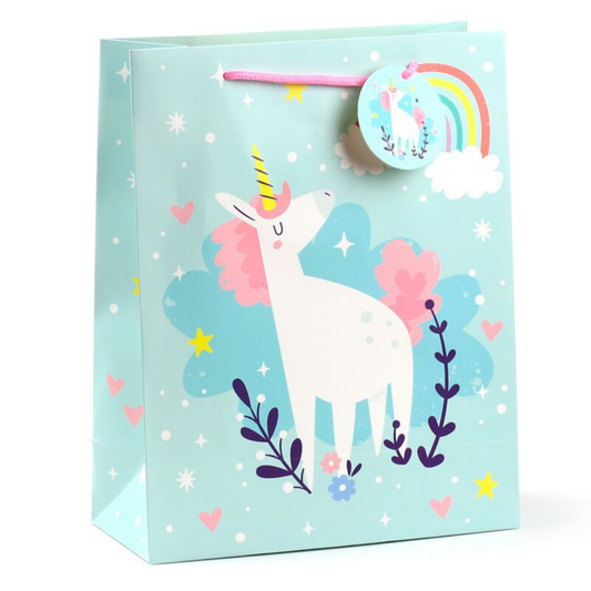 Busta Regalo con Etichetta Unicorni - Taglia L