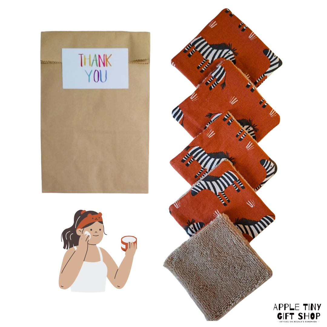 Set 5 Dischetti Struccanti Riutilizzabili Handmade - Zebre