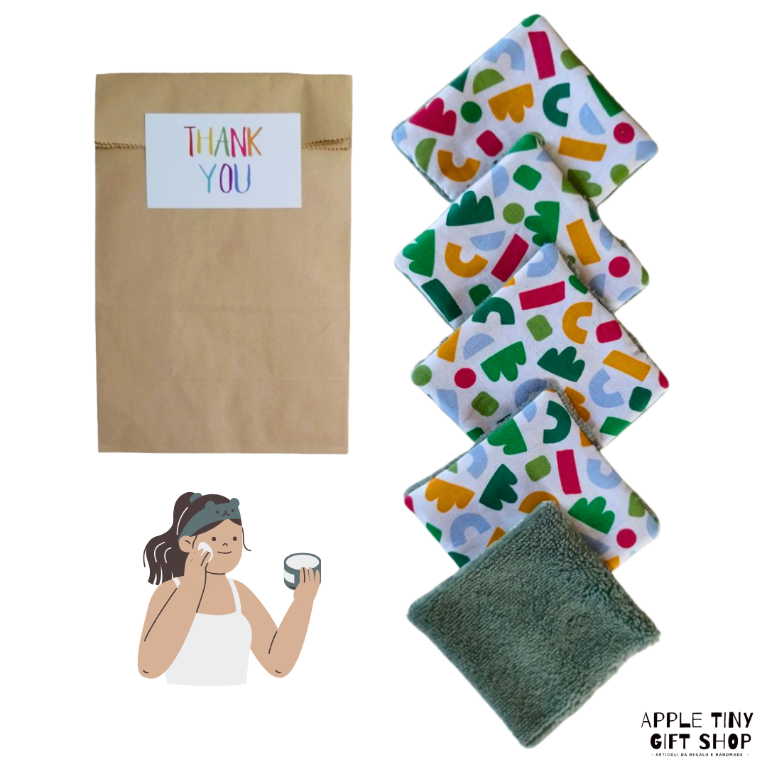 Set 5 Dischetti Struccanti Riutilizzabili Handmade - Astratto Verde