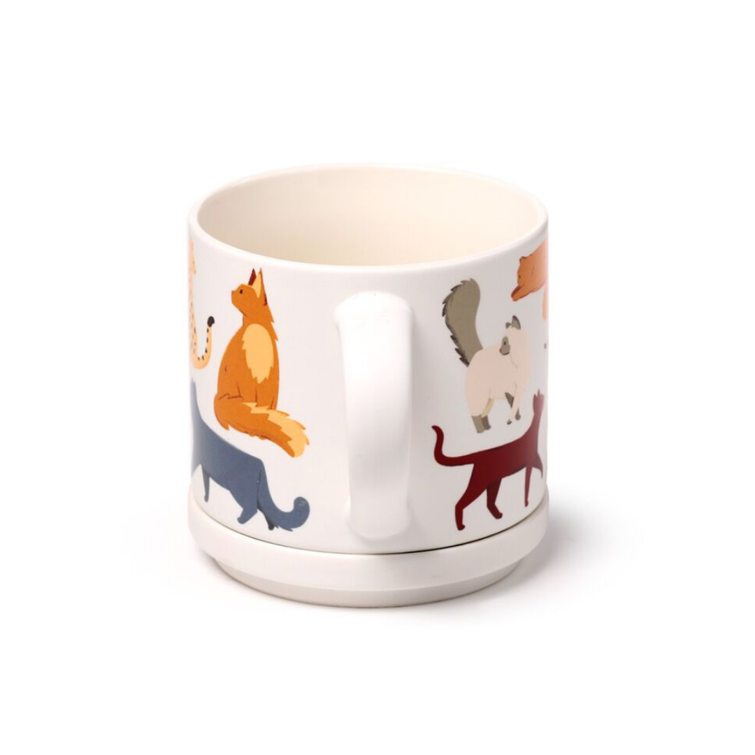 Tazza in Porcellana e Sottobicchiere/Coperchio - Gatti