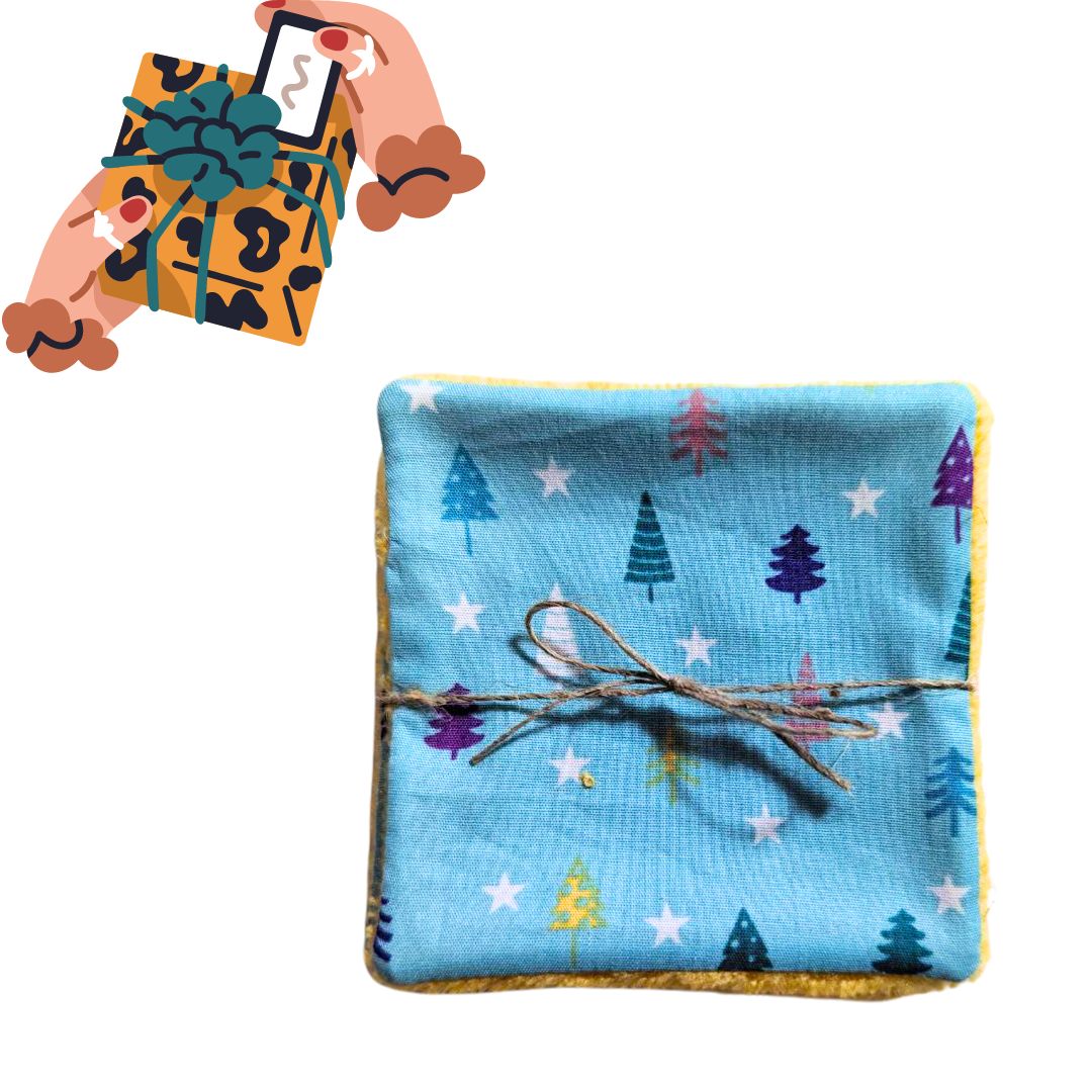 Set 5 Dischetti Struccanti Riutilizzabili Handmade - Alberi Natale