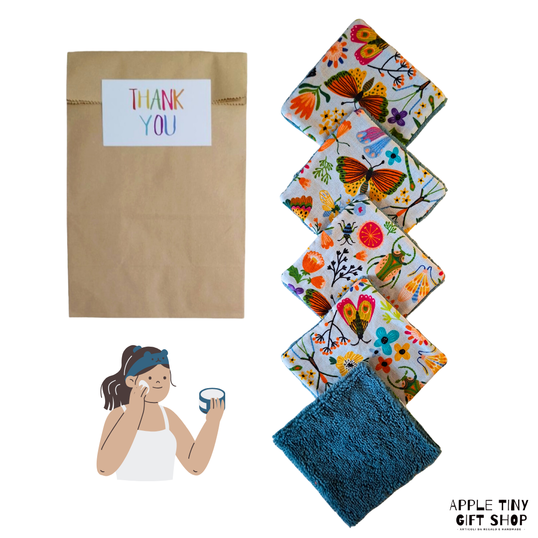 Set 5 Dischetti Struccanti Riutilizzabili Handmade - Insetti