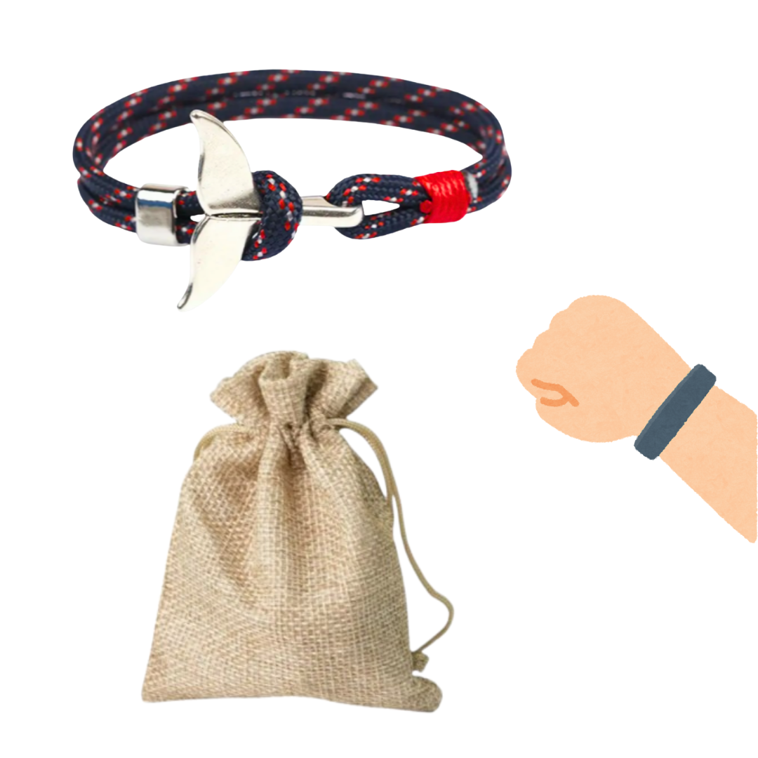 Bracciale Cordoncino Balena - Blu e Rosso