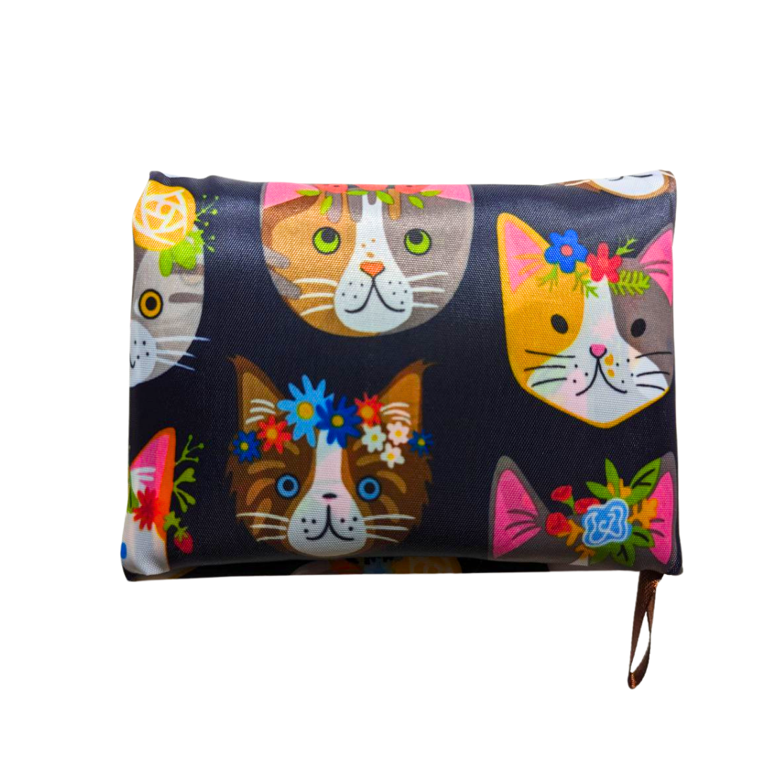 Borsa Shopper Richiudibile XL - Gatti e Fiori