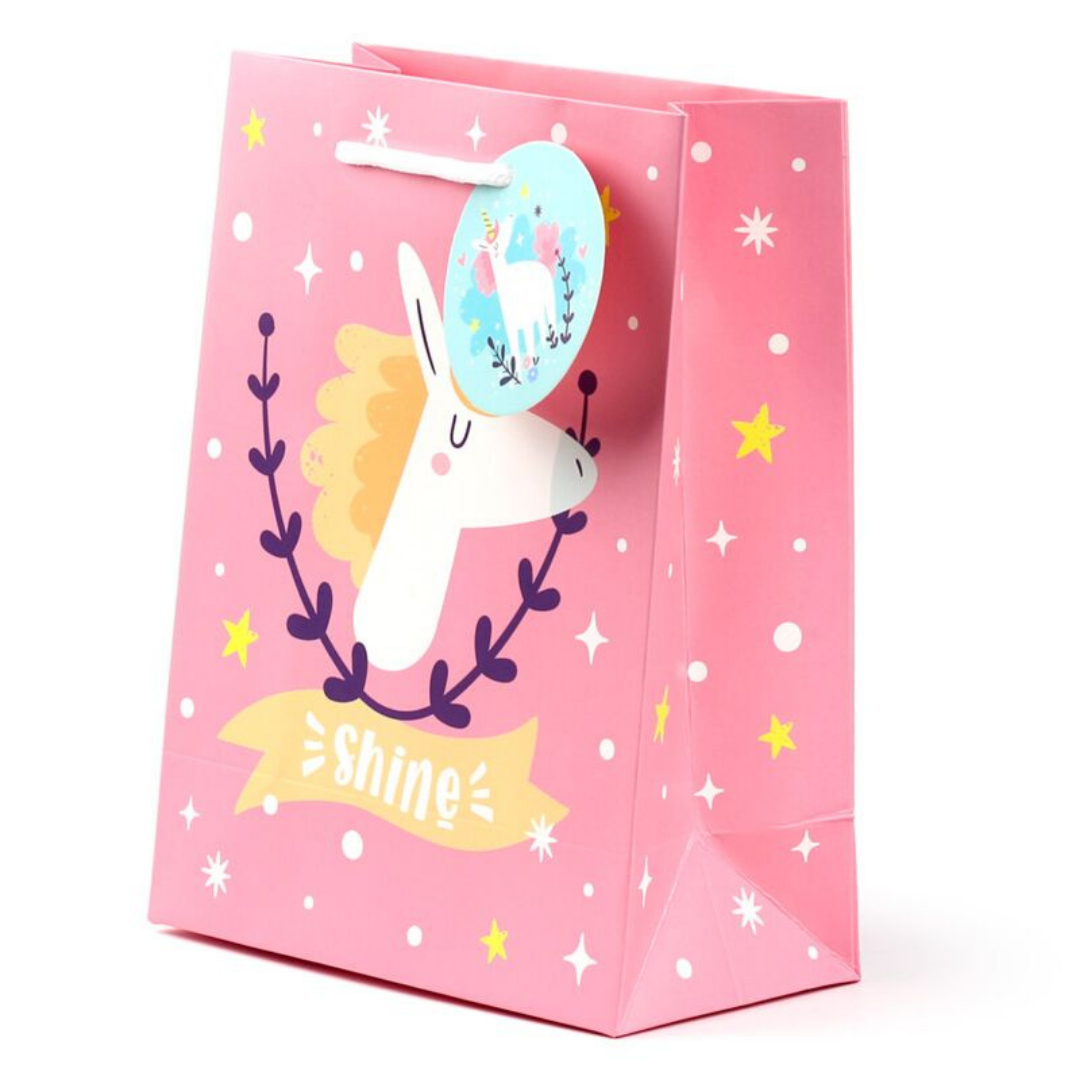 Busta Regalo con Etichetta Unicorno - Taglia M