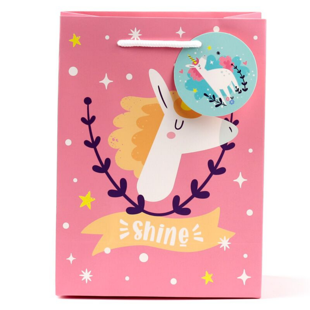 Busta Regalo con Etichetta Unicorno - Taglia M