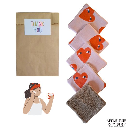 Set 5 Dischetti Struccanti Riutilizzabili Handmade - Cuori